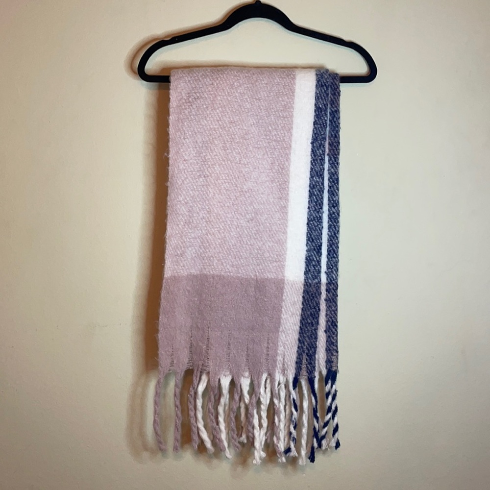 Lilac and Navy Blue Fluffy Scarf/Wrap
